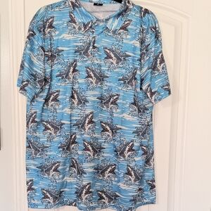 Oceanic Shark Pattern Polo Shirt for Men